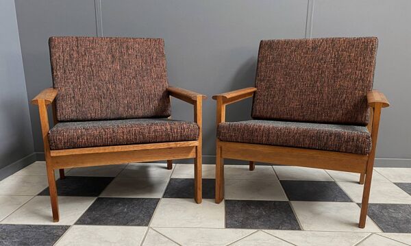 2 fauteuils Illum Wikkelso pour Niels Eilersen, Danemark 1960