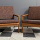 set of two Illum Wikkelso arm chairs for Niels Eilersen Denmark 1960s