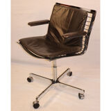 Office chair in chrome steel and leather edition Apelbaum 1970