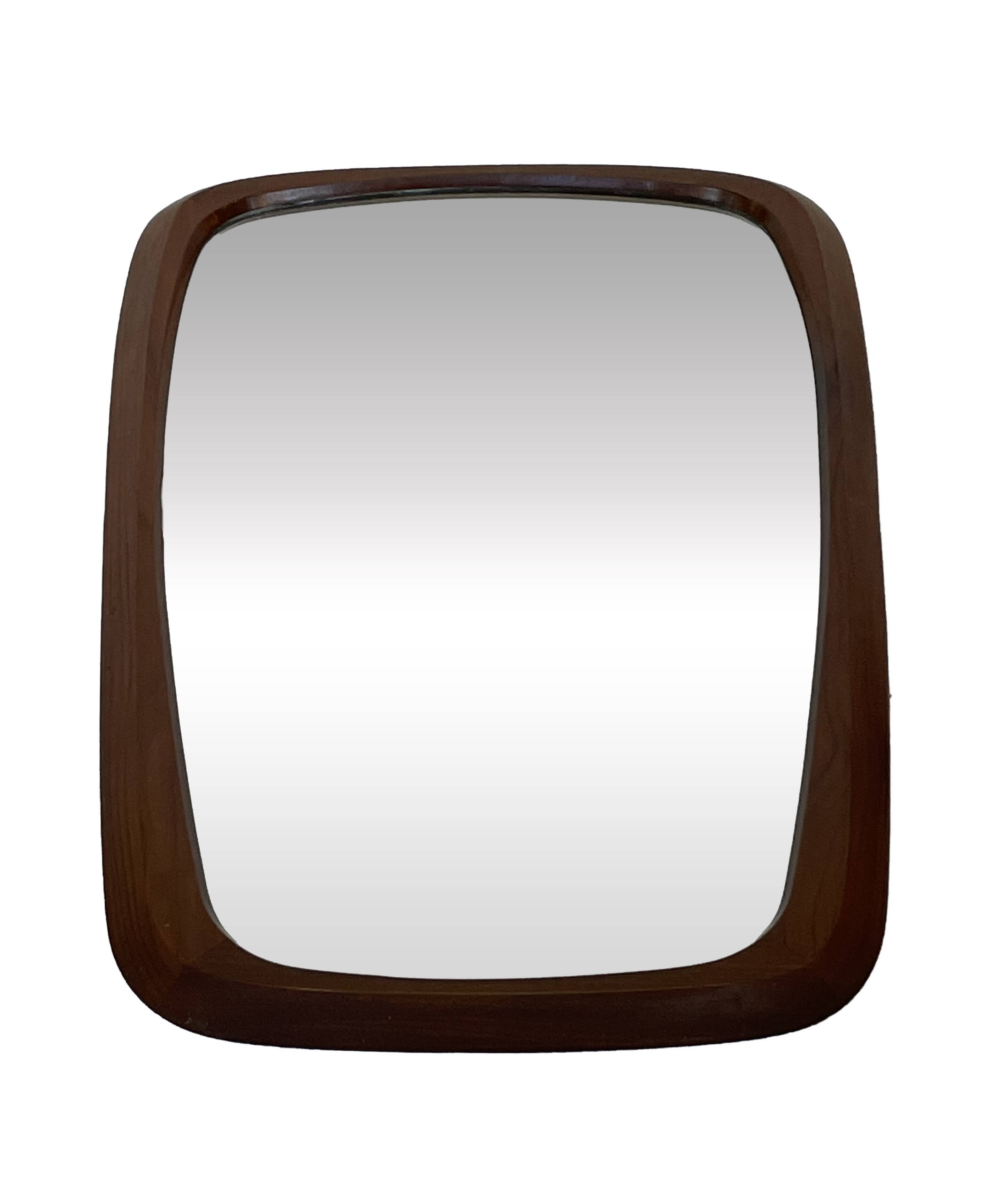 Vintage Large organic Danish mirror in teak
