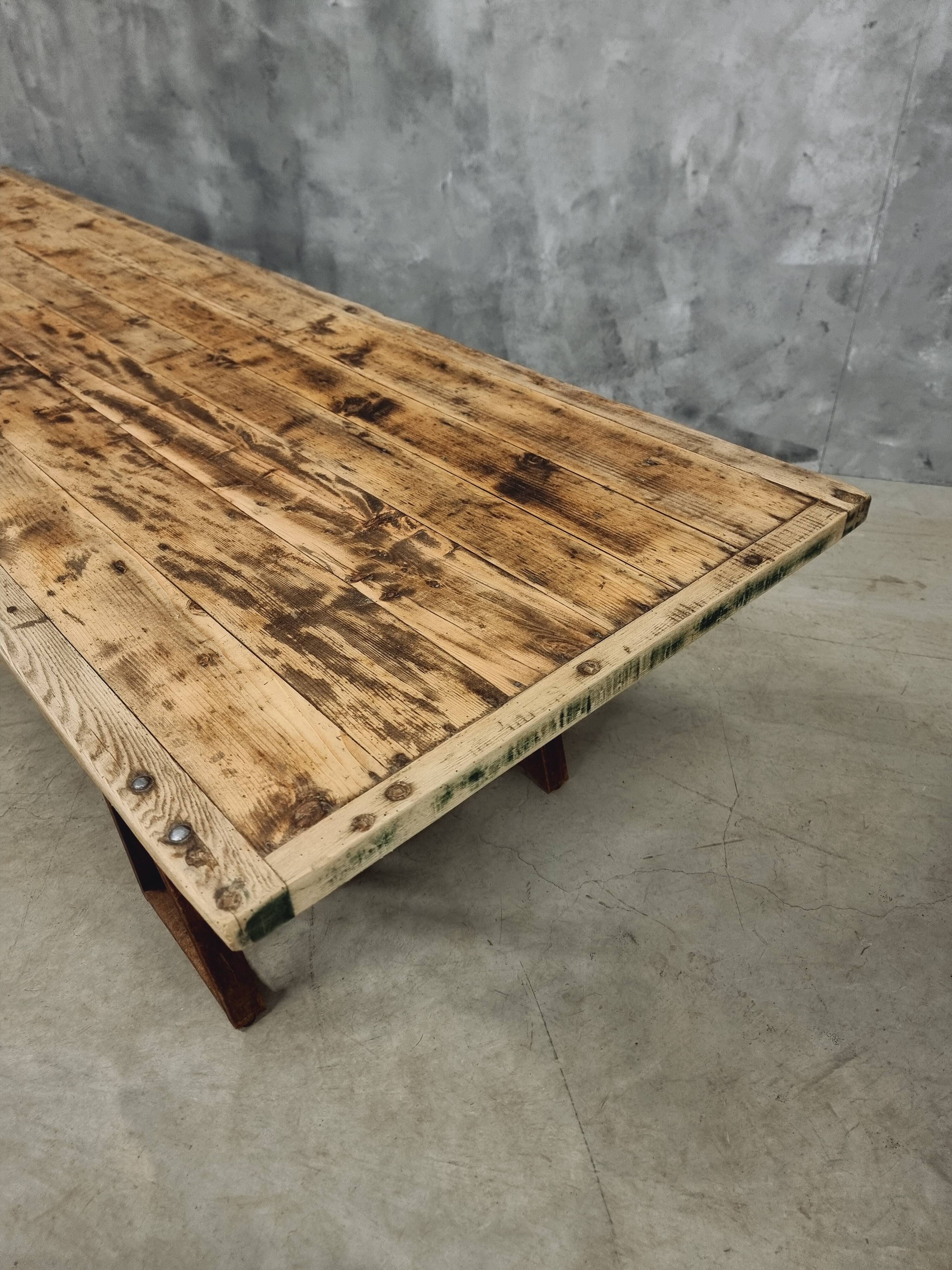 Antique trestle table XXL garden table 89 x 308 cm