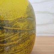 Artistic mouth-blown studio glass vase Ioan Nemtoi yellow
