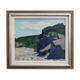 Mid-Century Modern "Outcrop" Swedish Landscape Oil Painting, Framed