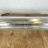 Industrial french polished aluminium hanging tube light, 1970s