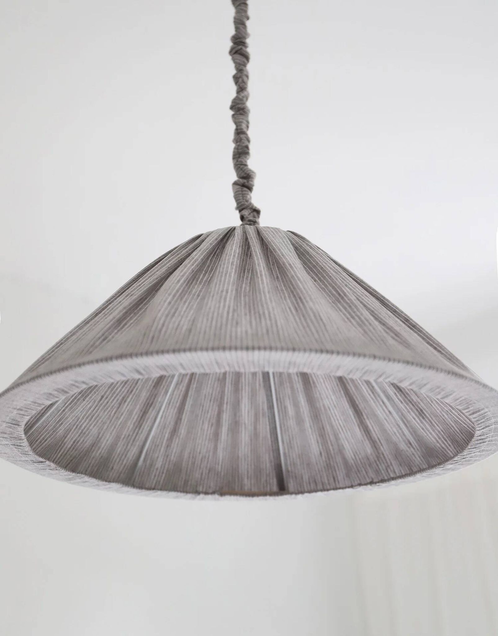 "Malala" pleated linen and cotton suspension with fine classic grey stripes.