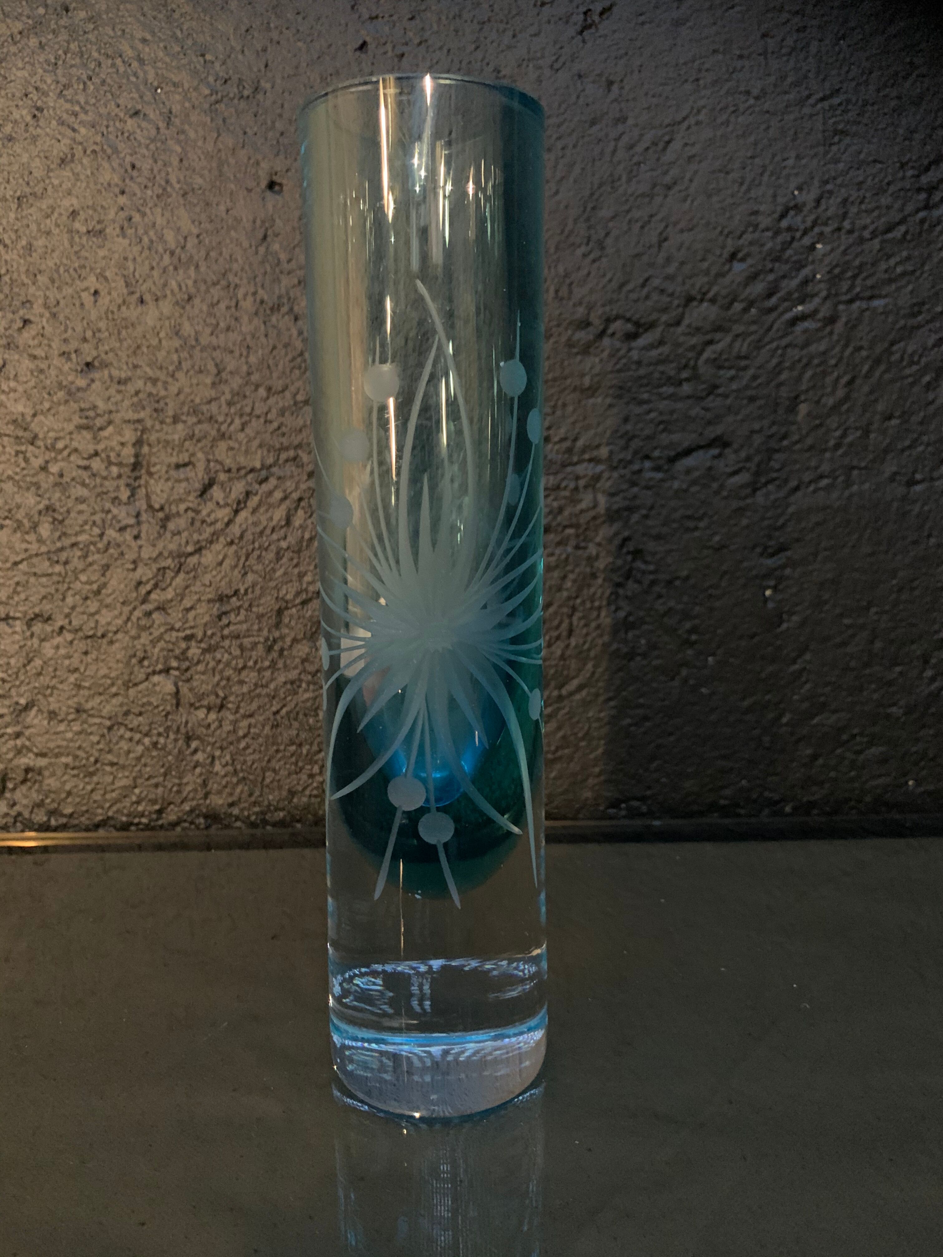 Soliflore, engraved glass vase 1960