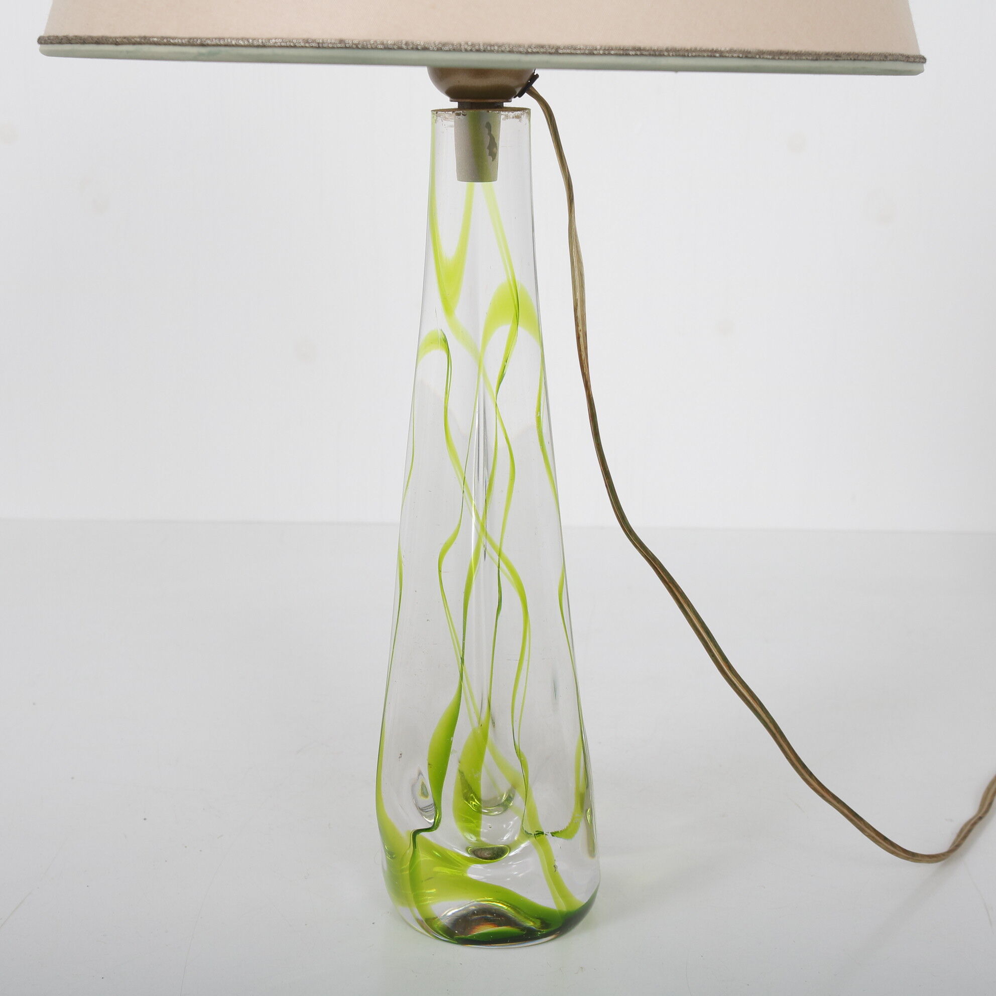 1950s glass table lamp by Kristalunie Maastricht, Netherlands