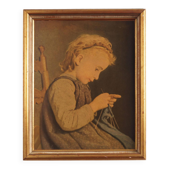 Painting „The Portrait of the Girl”, Scandinavian design, 19th century, by