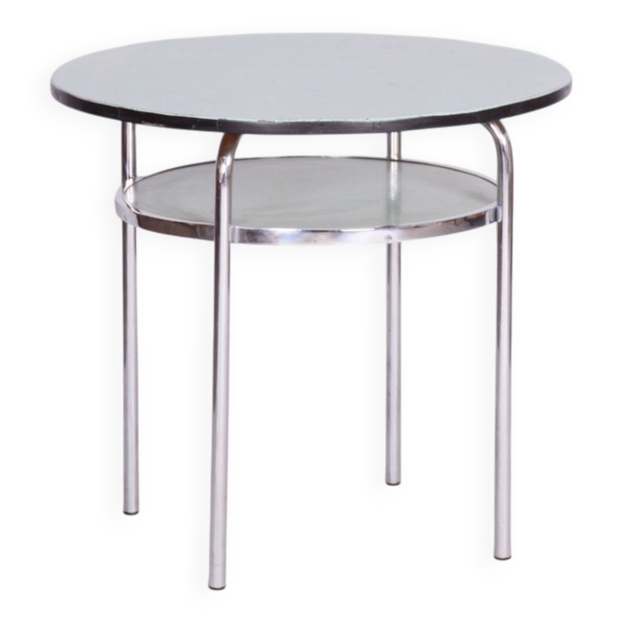 Small Czech Bauhaus Round Side Table in Chrome, 1930s