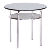 Small Czech Bauhaus Round Side Table in Chrome, 1930s