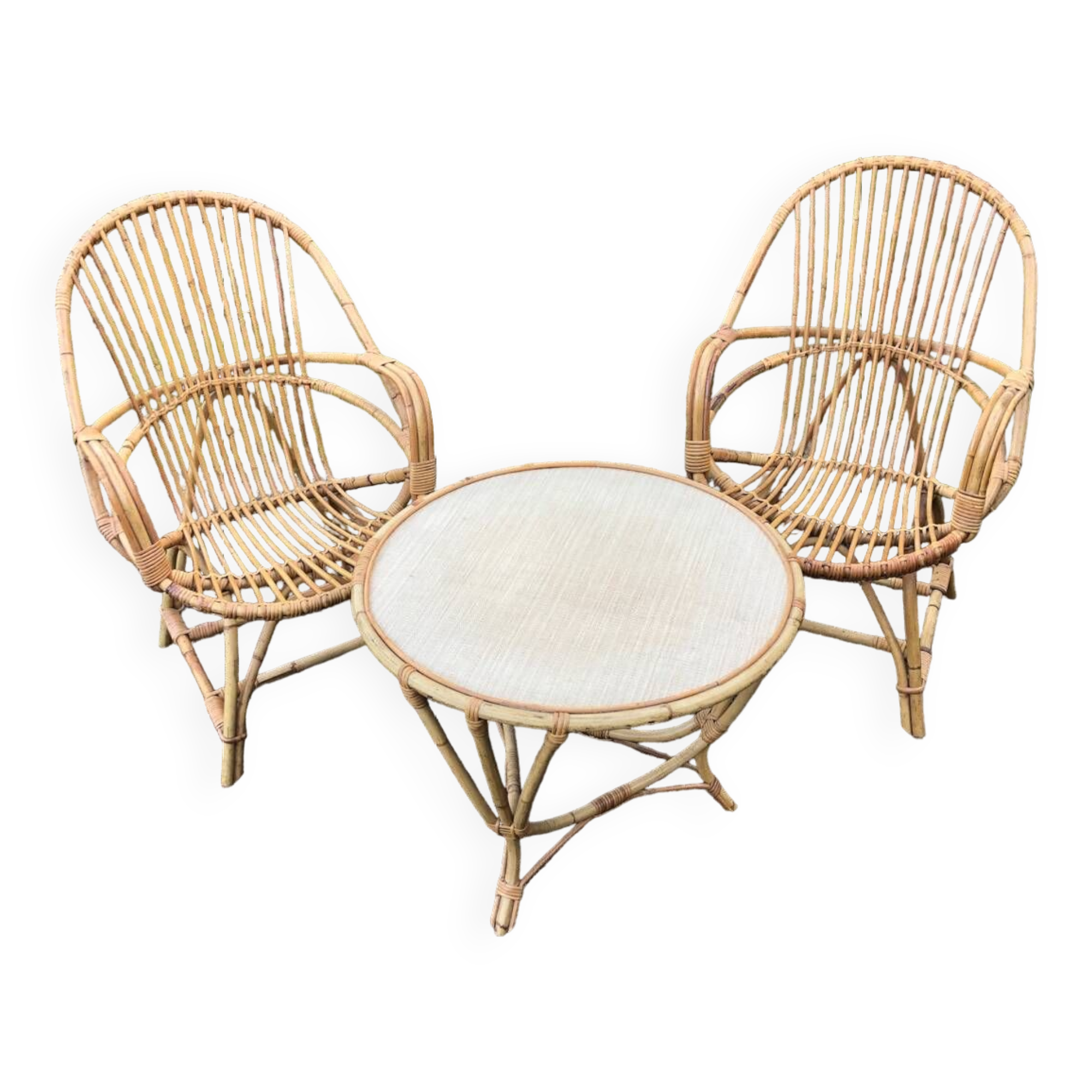 Vintage rattan bamboo wicker garden furniture set