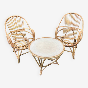 Vintage rattan bamboo wicker garden furniture set