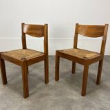 Pair of Regain house chairs in elm and straw