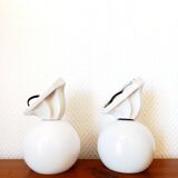 Pair of porcelain and opaline wall lights in Art Deco style