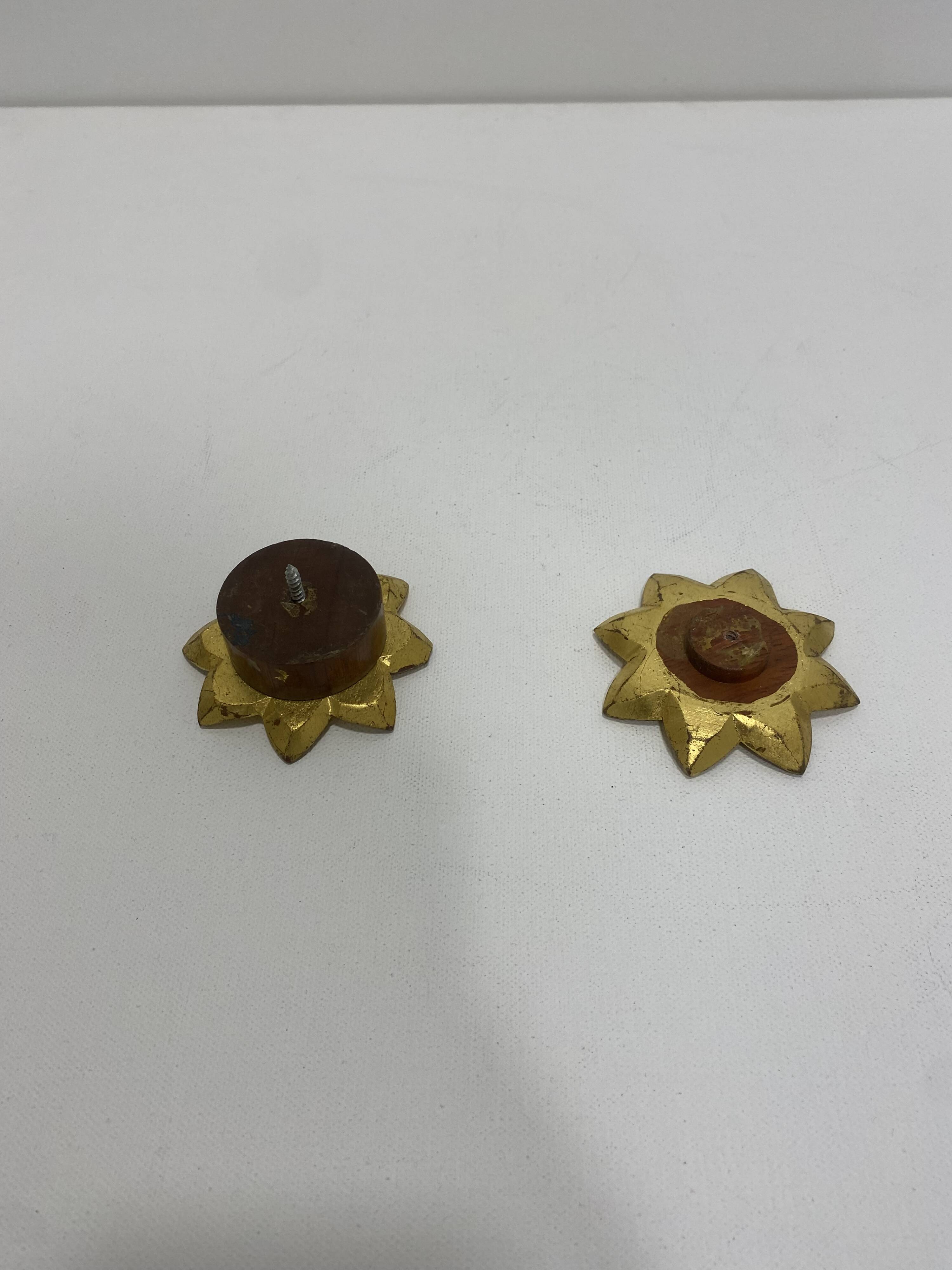 Gold Pair Oak Hand carved Door Handle Pullers Gio Ponti Guglielmo Ulrich