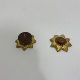 Gold Pair Oak Hand carved Door Handle Pullers Gio Ponti Guglielmo Ulrich