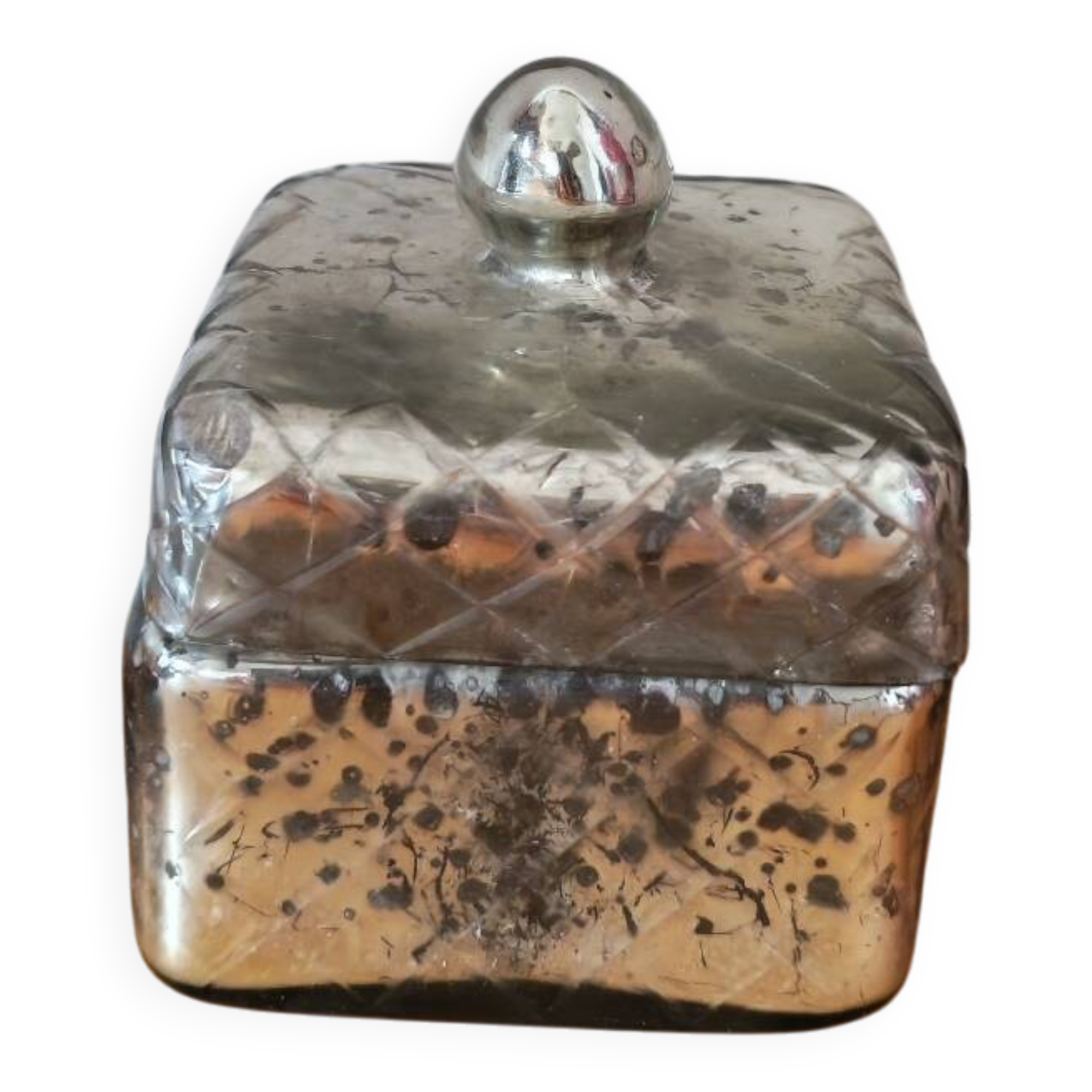 Silver mirror glass candy dish