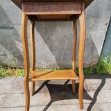 Ancienne sellette frise sculptée avec tiroir bois pieds courbés