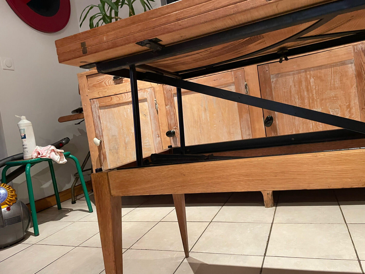 Table basse à système Révélation vintage Design Albert Ducrot année 50/60