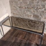 70's smoked tubular table
