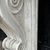 Charles x style fireplace in carrara marble, circa 1880