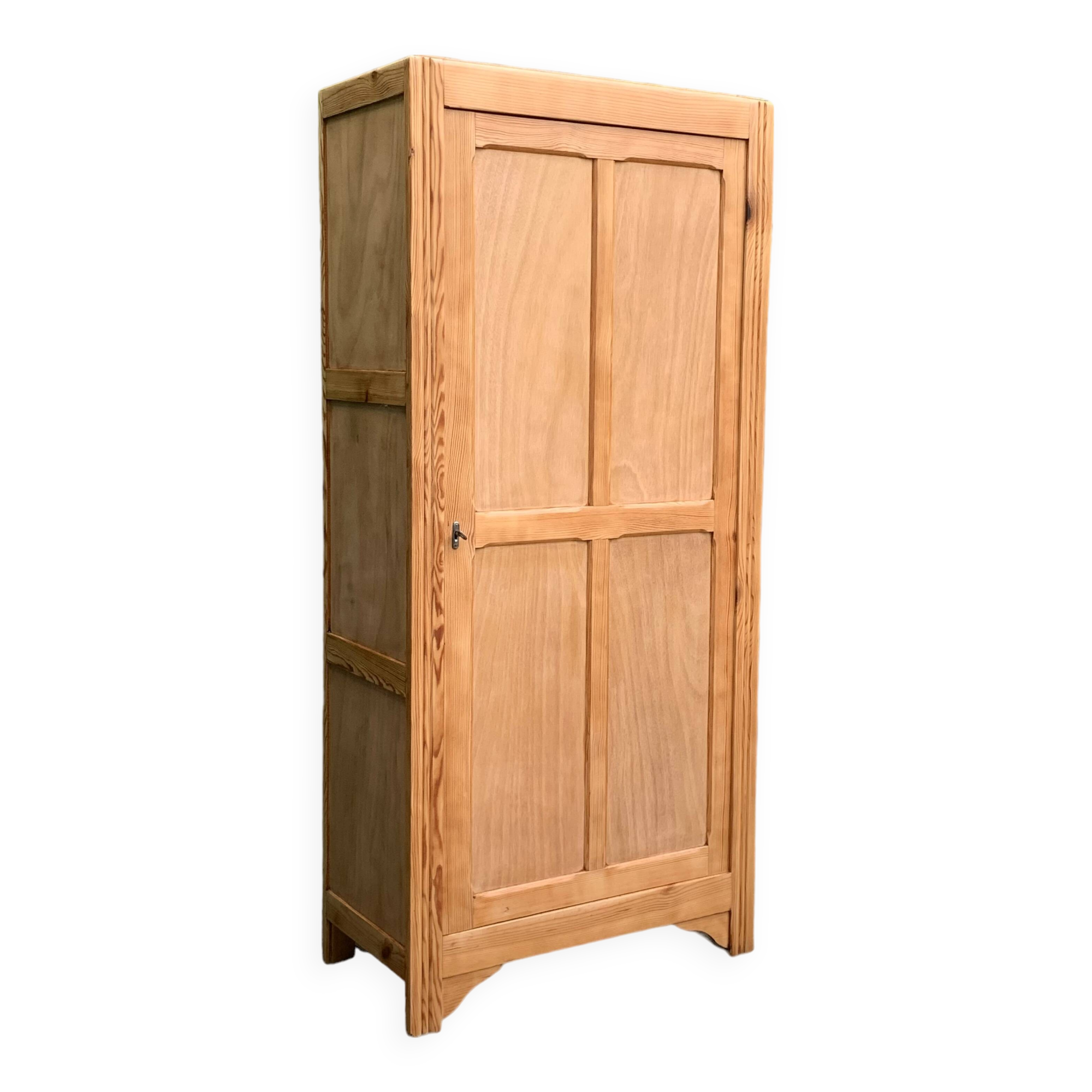 Parisian bonnet wardrobe, raw wood, 1950s