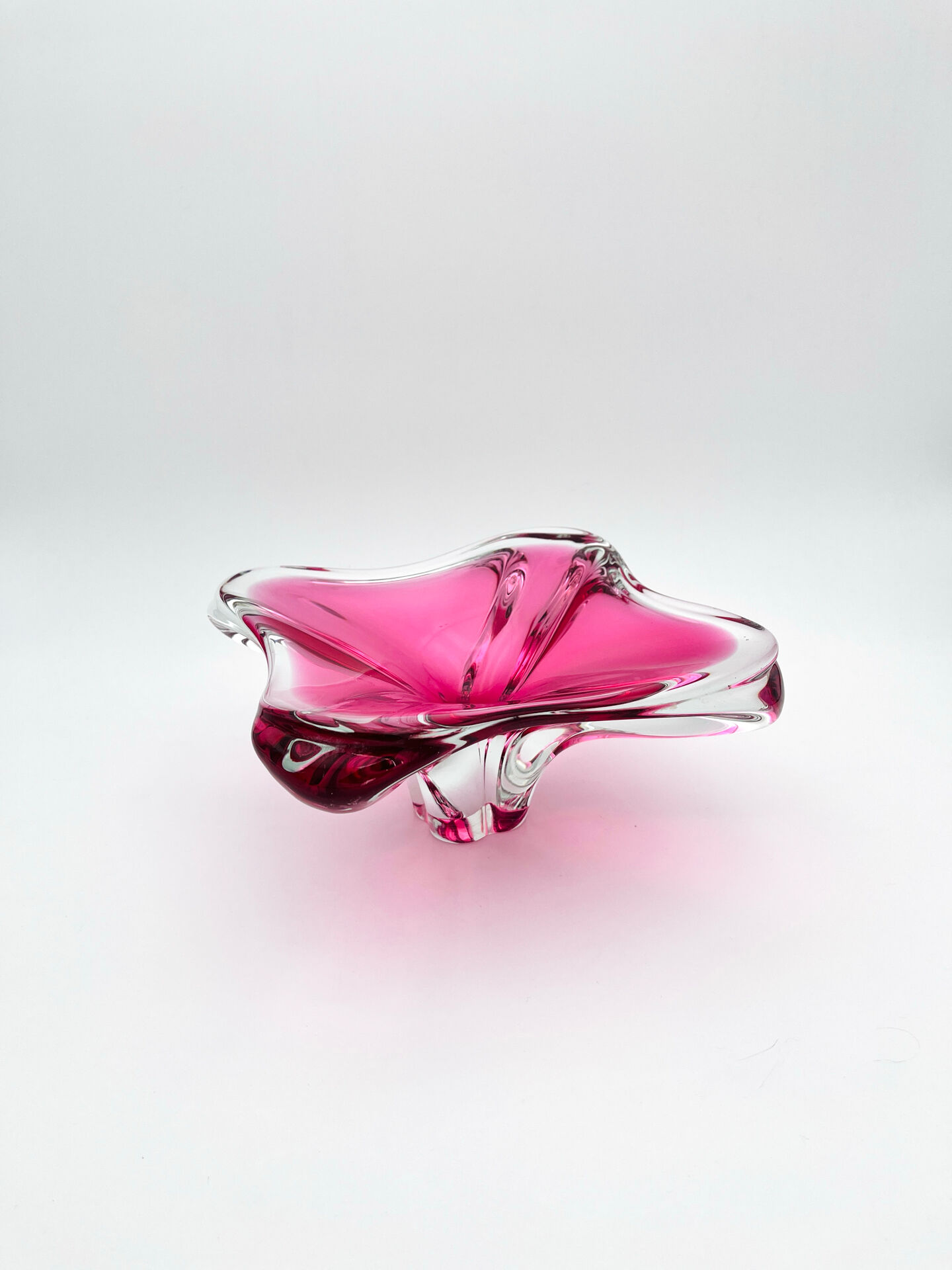 Large Crystal Bowl Bohemia Josef Hospodka 2.6kg Ruby Design 1960