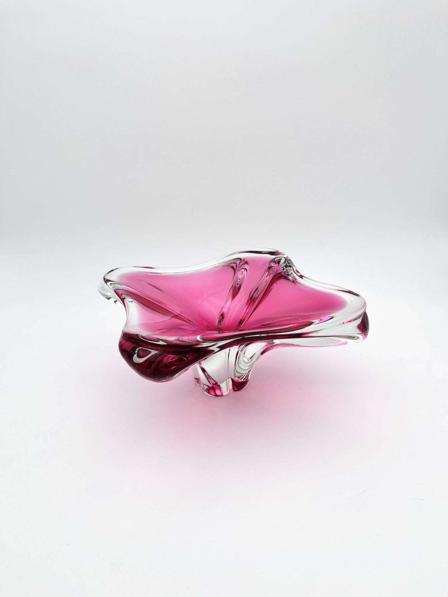 Large Crystal Bowl Bohemia Josef Hospodka 2.6kg Ruby Design 1960