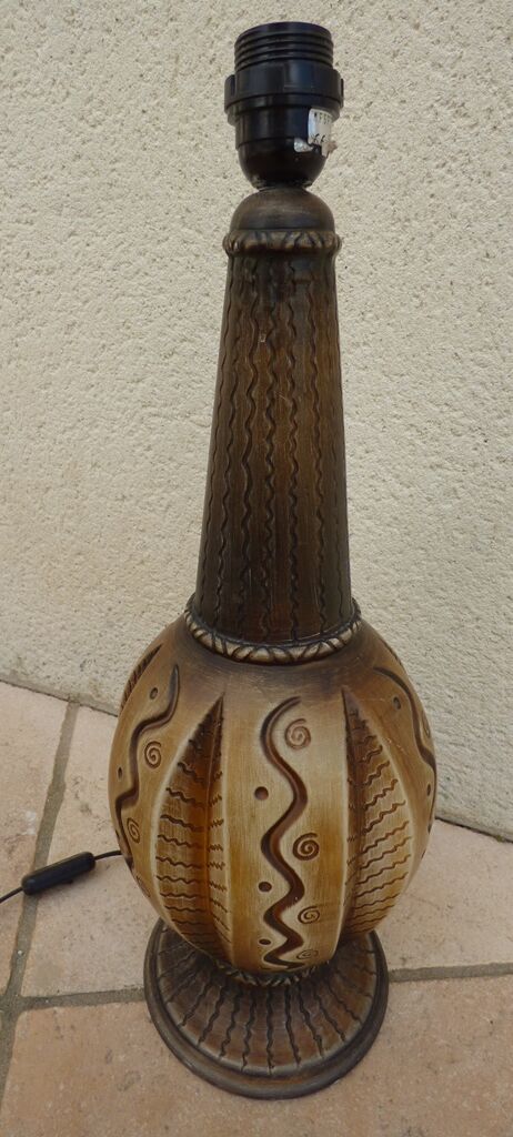 Large African Style Ceramic Lamp Stand