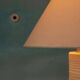Bohemian table lamp from the 60s/70s, with textured natural tones.