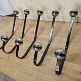5 black and silver coat hooks from the 60s