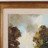 20th Century Belgian Painting of a farm scene with gilded wooden frame