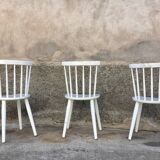 Trio of Scandinavian chair bistro troquet guinguette in curved wood