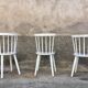 Trio of Scandinavian chair bistro troquet guinguette in curved wood
