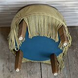 Vintage pouf, velvet, pale green, 50s