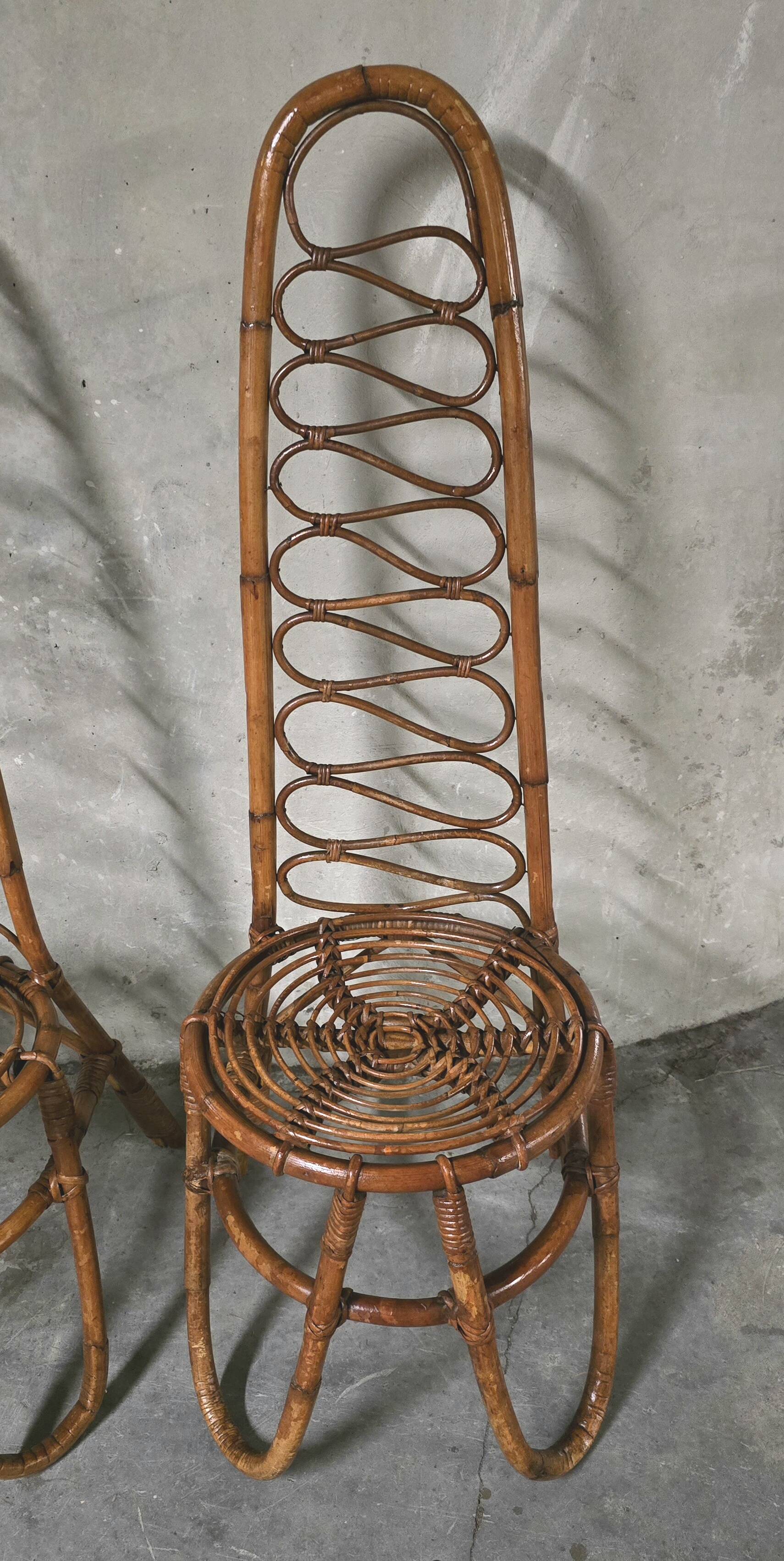Set of 4 bamboo chairs produced, 1960