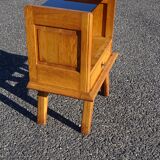 Vintage oak bedside table with splayed legs
