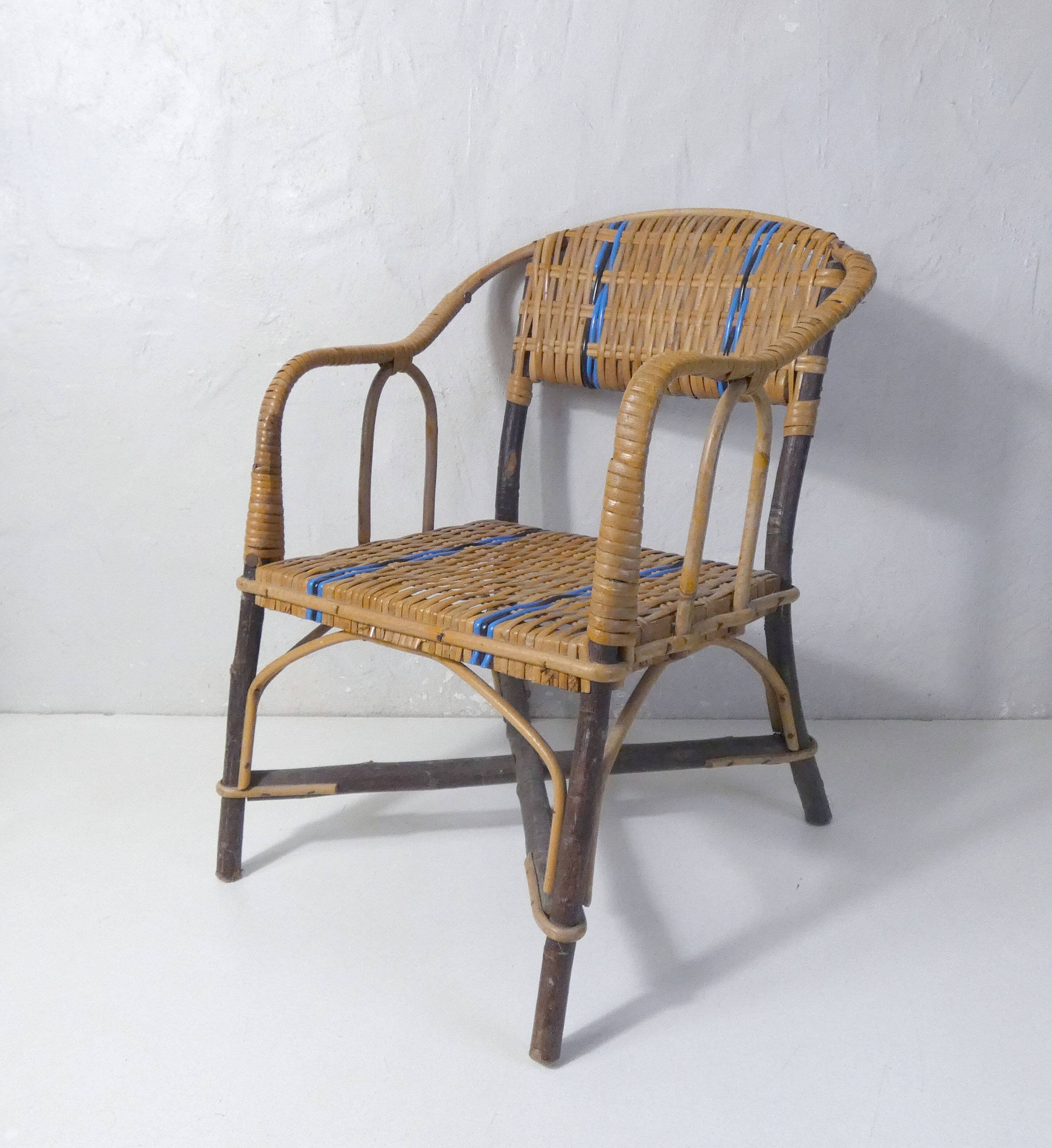 vintage rattan armchair for children