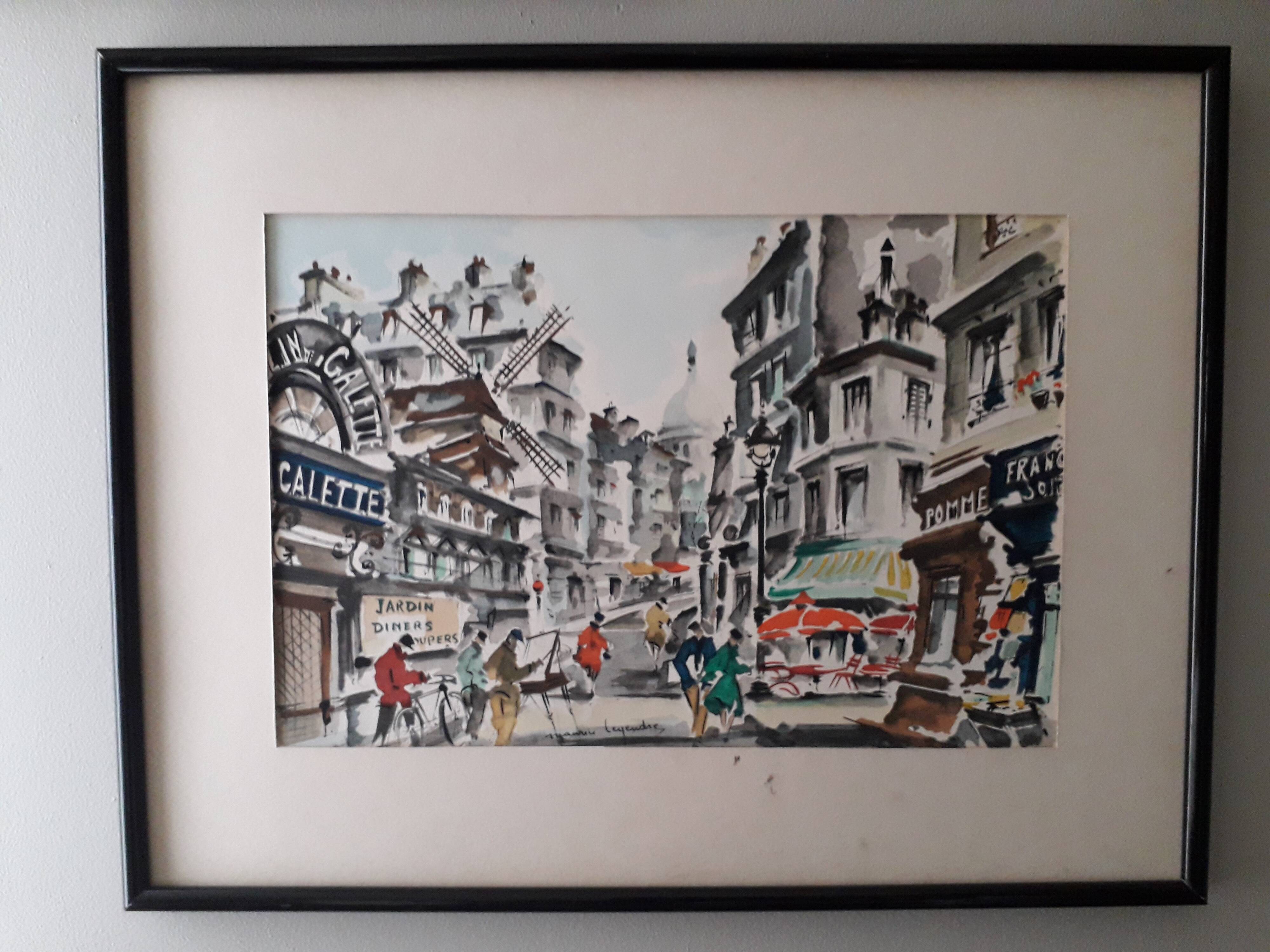 Old illustration of Montmartre signed Maurice Legendre