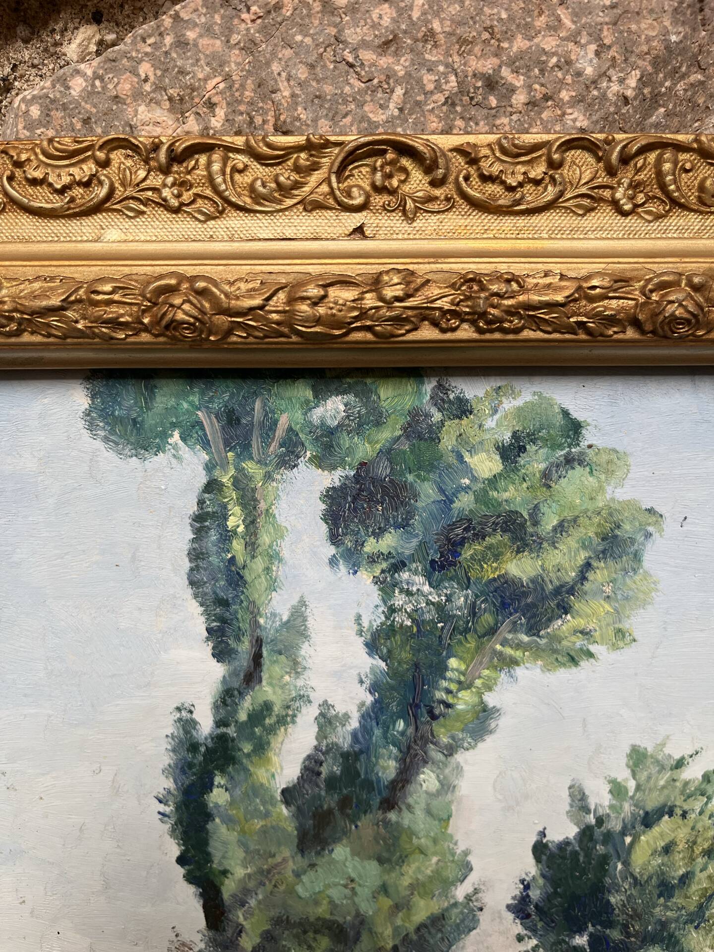 Tableau paysage campagne peinture à l’huile