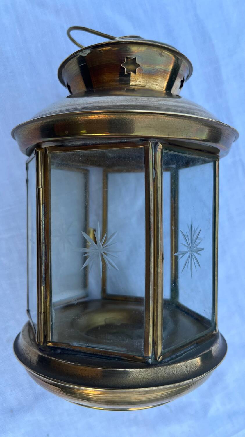 Vintage brass candle holder lantern