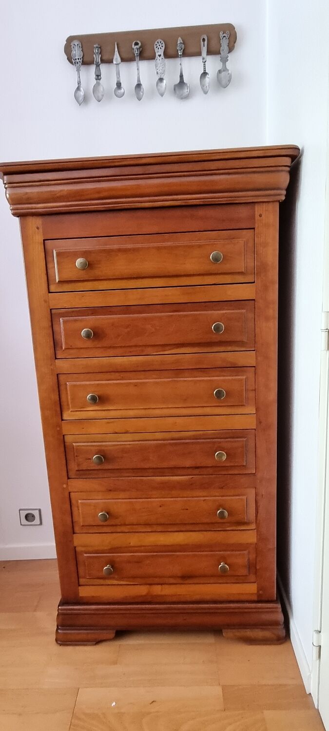 Louis philippe merisier massif style weekly chest of drawers