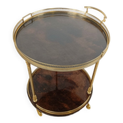 Italian goatskin and parchment serving bar cart