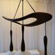 Teak and opaline chandelier