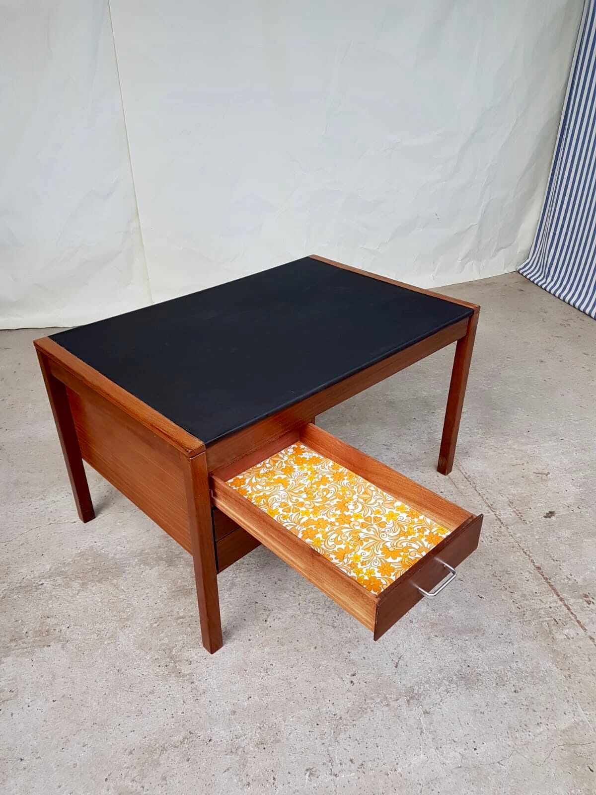 Teak desk with vinyl top