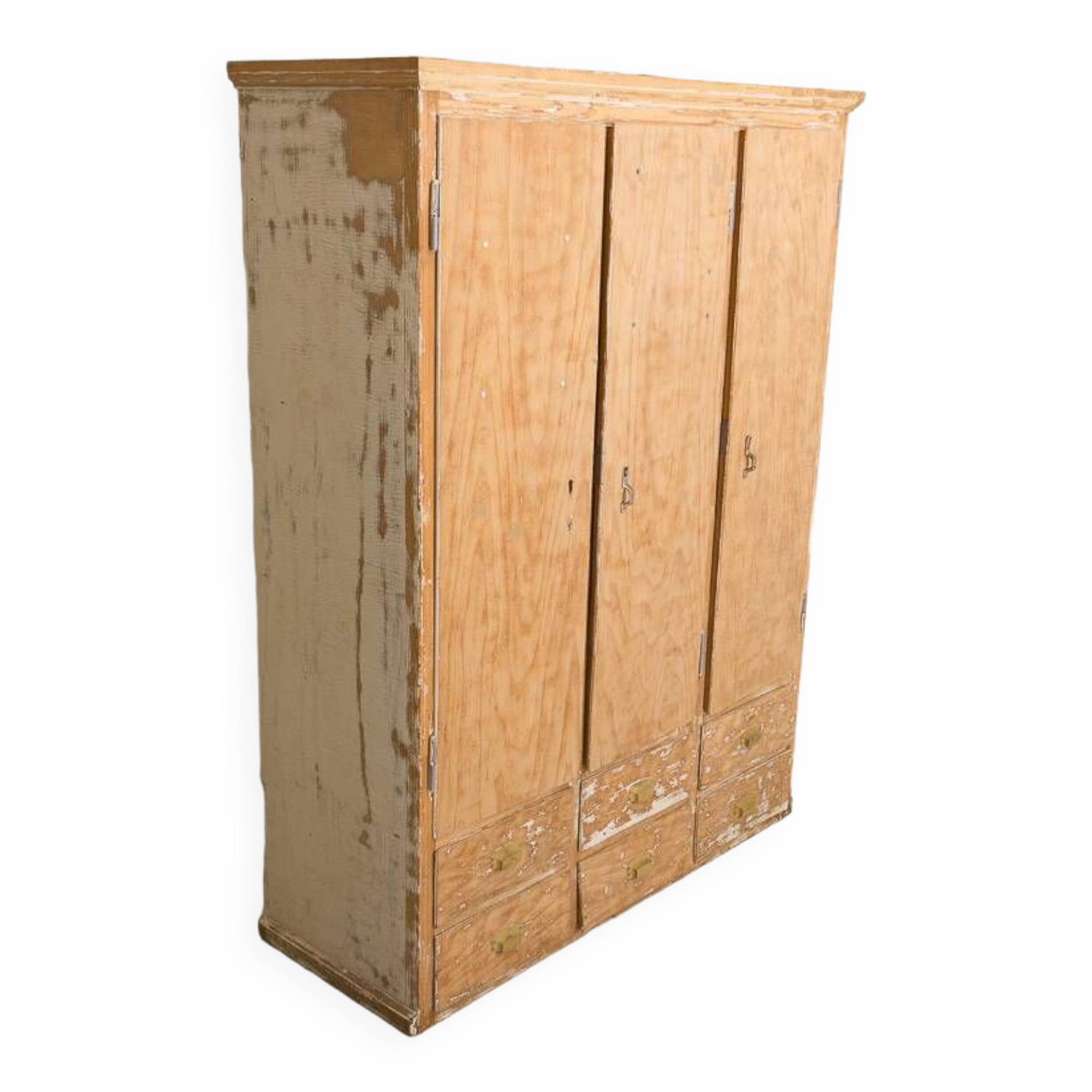 Solid pine cabinet fully stripped consisting of 3 doors and 6 drawers