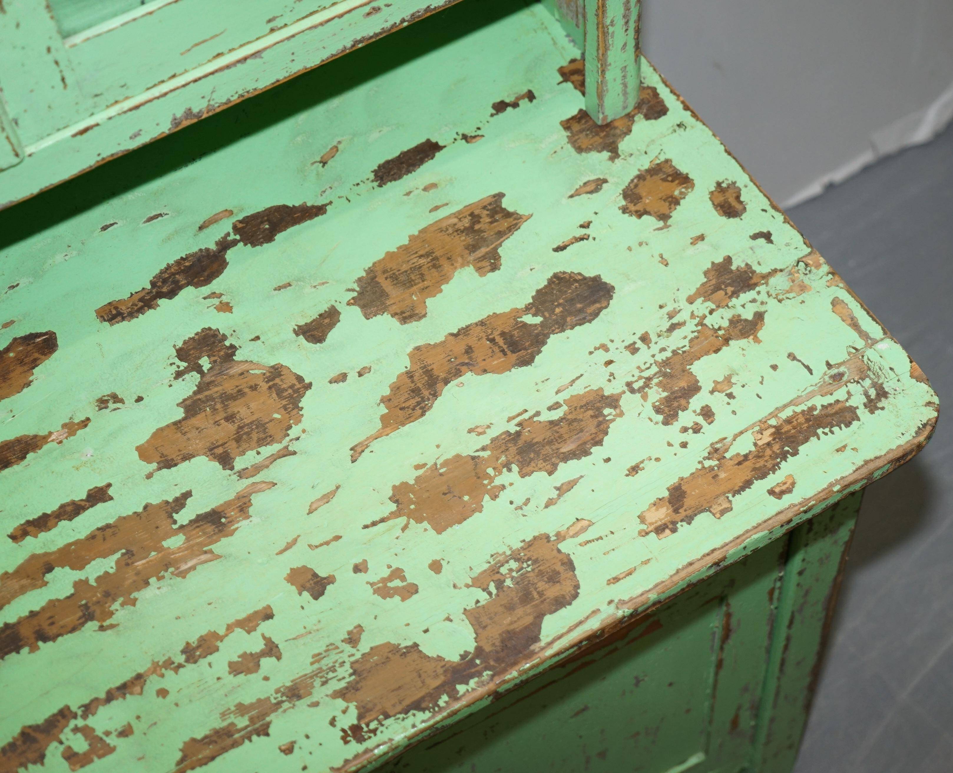 Victorian Green Patinated Buffet, Library or Cabinet