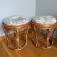 Pair of wicker rattan stool poufs