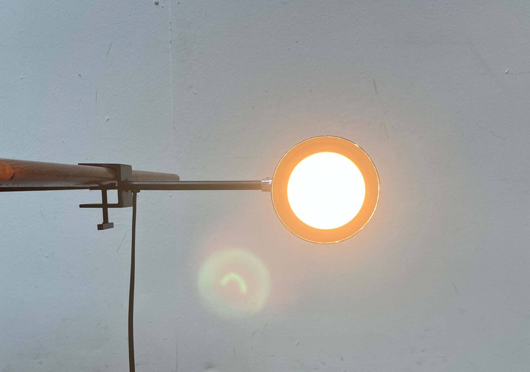Mid-century minimalist Swiss clamp table lamp by the SLZ team for Swisslamps International, 1960s.