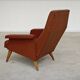 Camel brown imitation leather armchair, France 1960